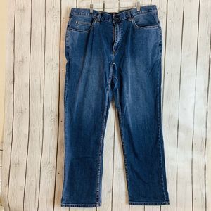 Mens Ridgecut Toughwear Straight Leg 6 Pocket Medium Wash Denim Blue Jeans 40 32